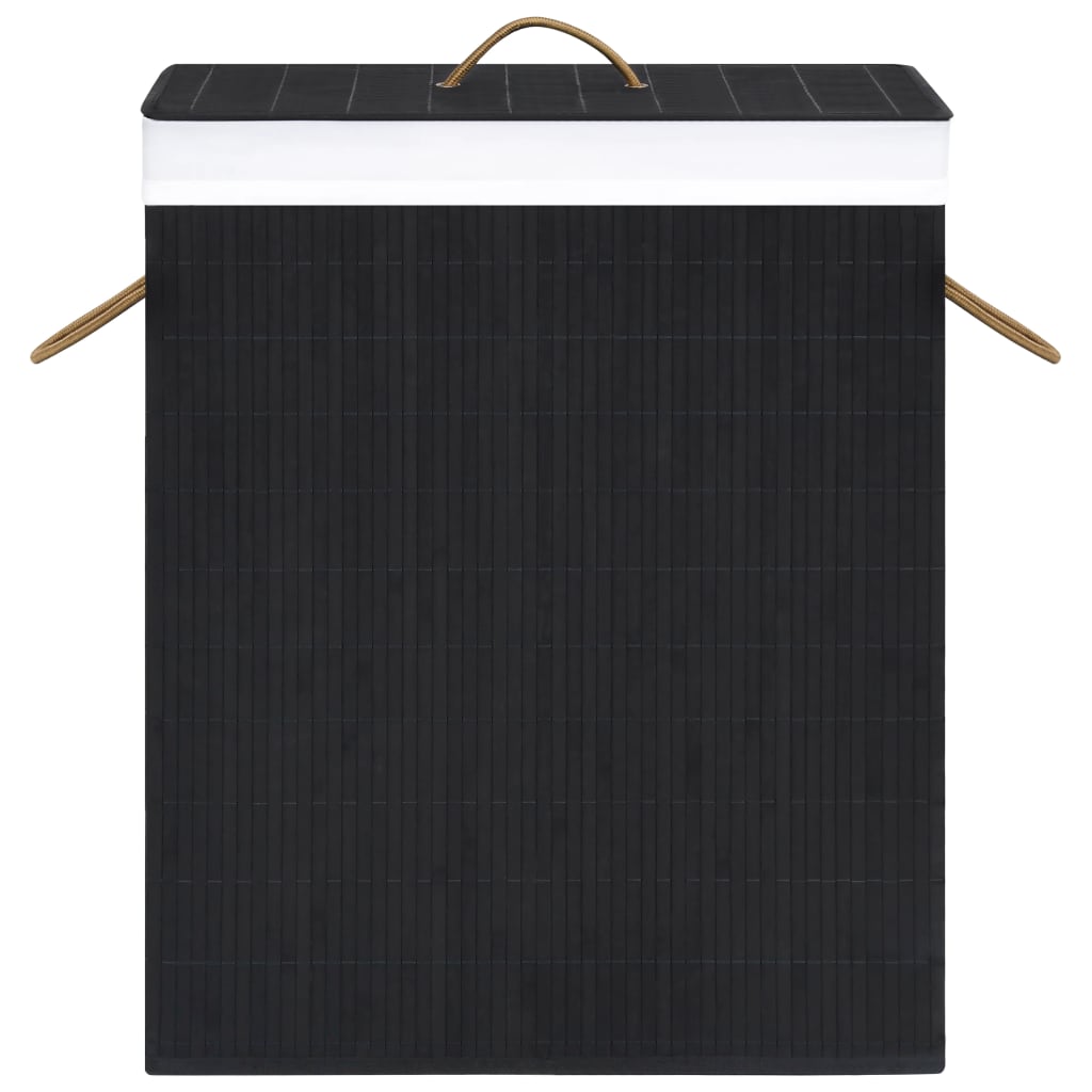 Bamboo Laundry Basket 2 Section 100L Black | Simpledeals