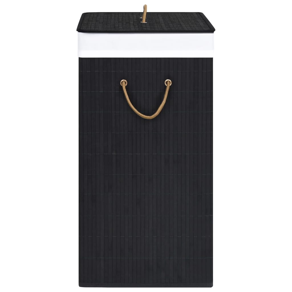 Bamboo Laundry Basket 2 Section 100L Black | Simpledeals