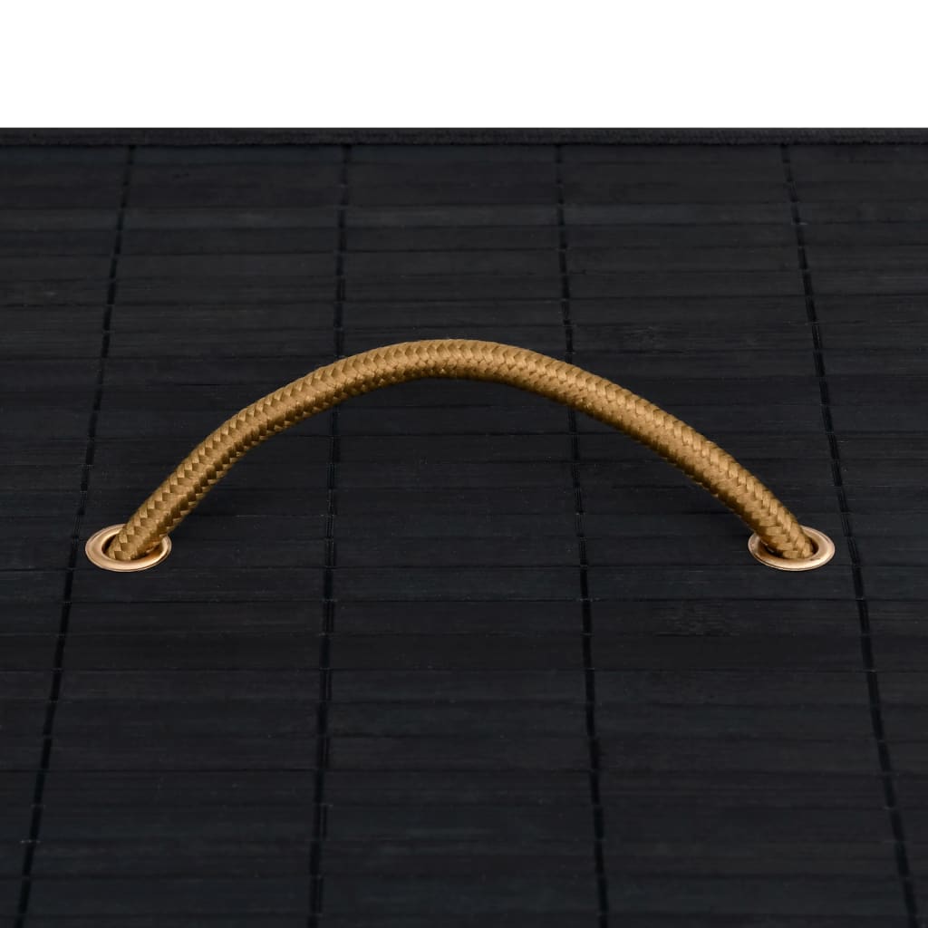 Bamboo Laundry Basket 2 Section 100L Black | Simpledeals