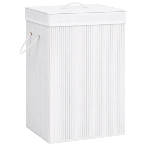 Bamboo Laundry Basket - White