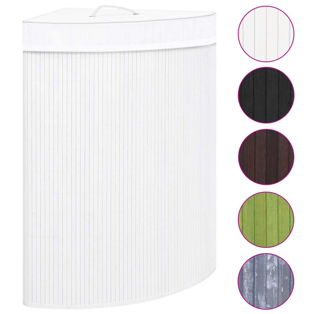 Bamboo Corner Laundry Basket 60L White | Simpledeals
