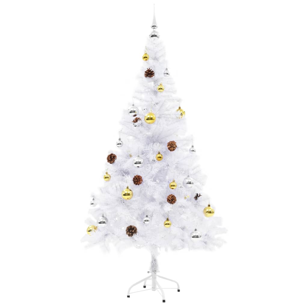 Artificial Christmas Tree with Baubles and LEDs White 150 cm