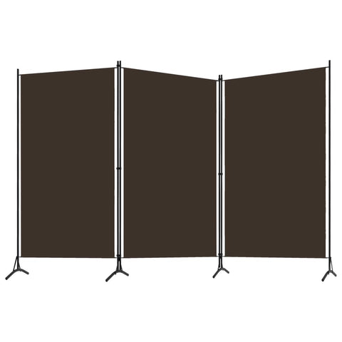 3-Panel Room Divider Brown Fabric