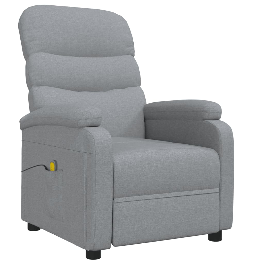 Massage Recliner Light Grey Fabric