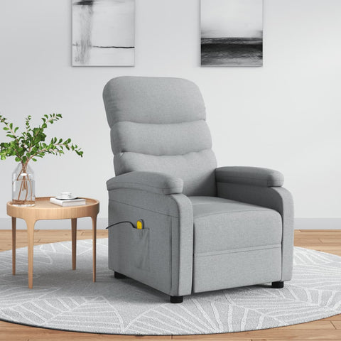 Massage Recliner Light Grey Fabric