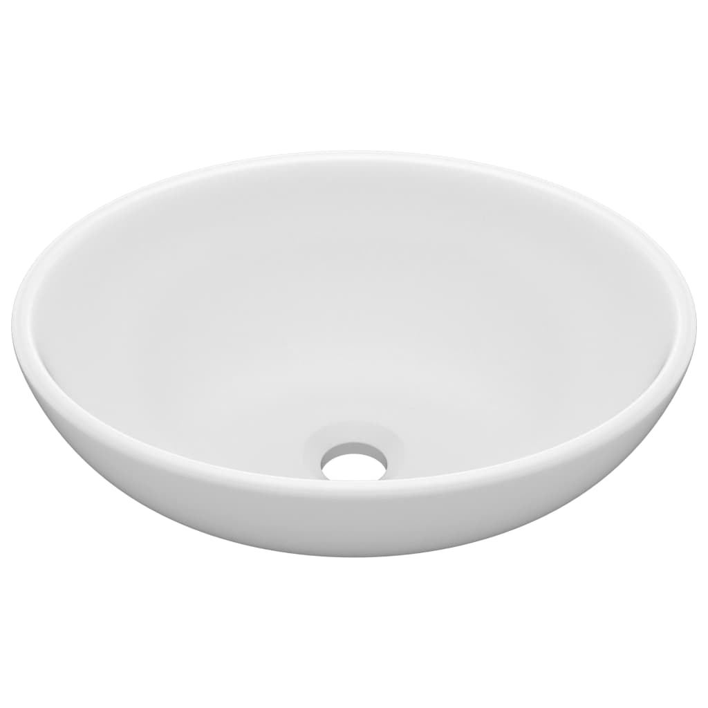 Oval Ceramic Basin Matt White Above Counter 40x33cm | Simpledeals