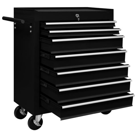 Tool Trolley with 7 Drawers Black