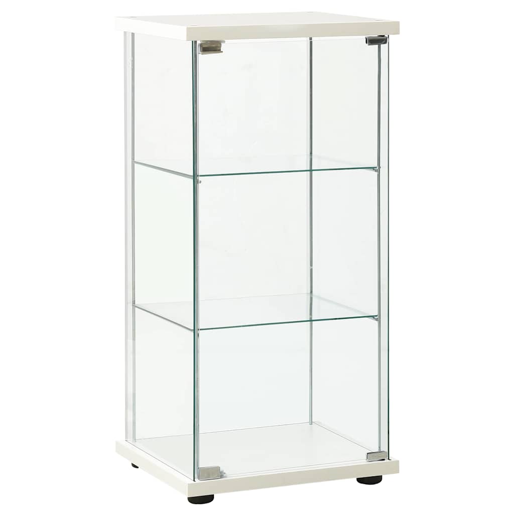Tempered Glass Display Cabinet 3-Shelf White | Simpledeals