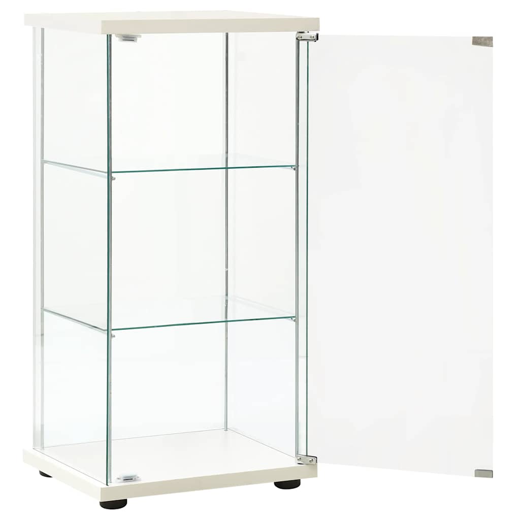 Tempered Glass Display Cabinet 3-Shelf White | Simpledeals