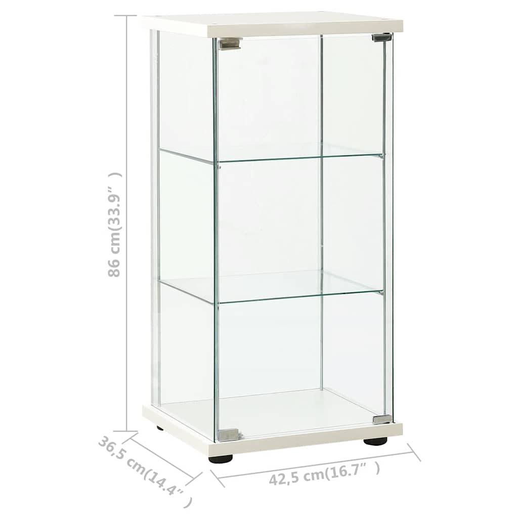 Tempered Glass Display Cabinet 3-Shelf White | Simpledeals