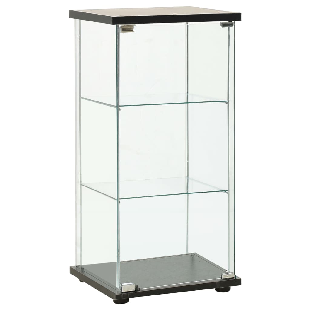 Tempered Glass Storage Cabinet 3 Shelf Black | Simpledeals