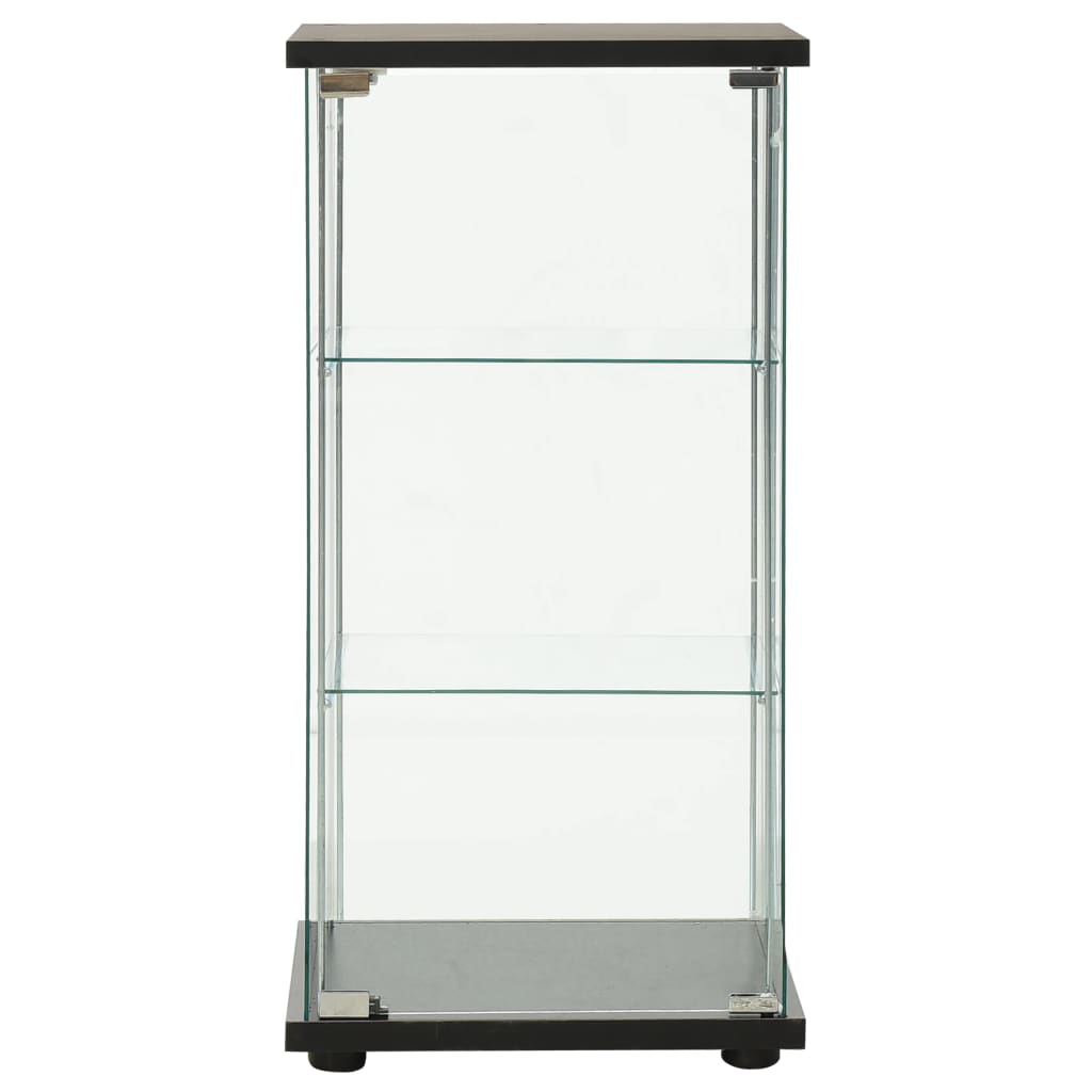 Tempered Glass Storage Cabinet 3 Shelf Black | Simpledeals