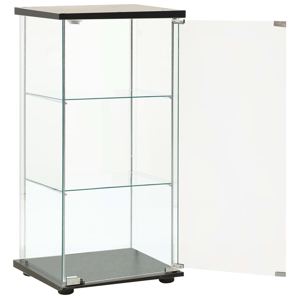 Tempered Glass Storage Cabinet 3 Shelf Black | Simpledeals