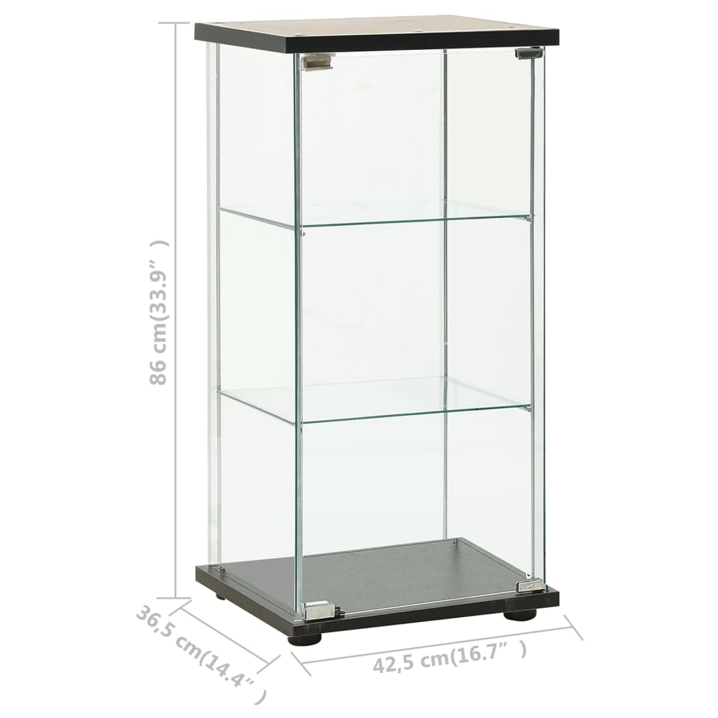 Tempered Glass Storage Cabinet 3 Shelf Black | Simpledeals