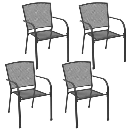 Outdoor Steel Mesh Chairs Set of 4 Anthracite
