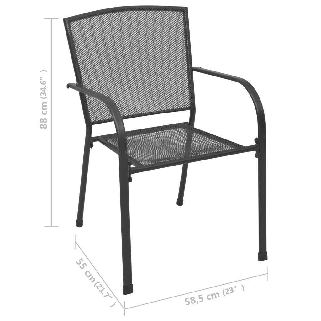 Outdoor Steel Mesh Chairs Set of 4 Anthracite | Simpledeals