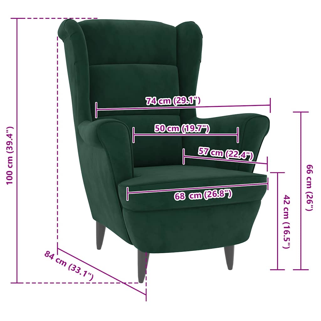 Armchair Dark Green Velvet, Arm Chairs, Recliners & Sleeper Chairs