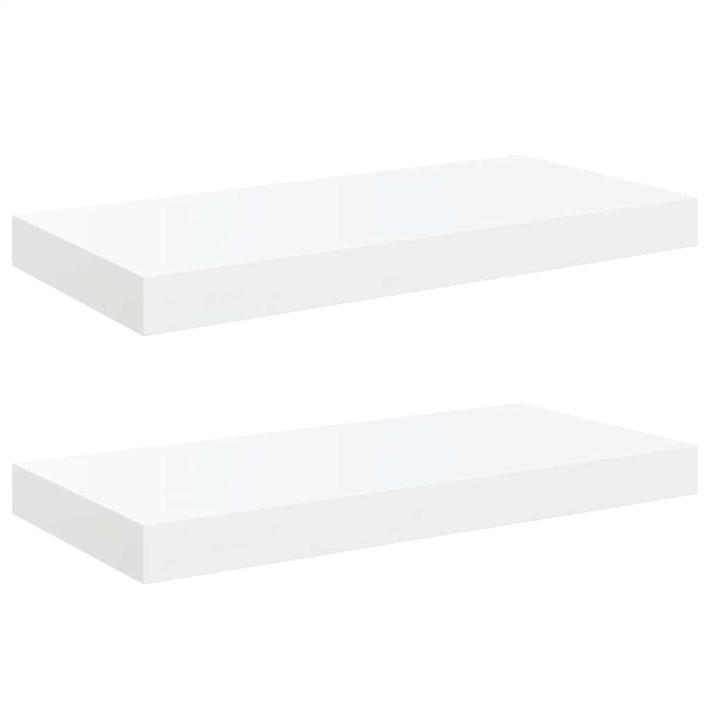 Floating Wall Shelves Set of 2 High Gloss White | Simpledeals