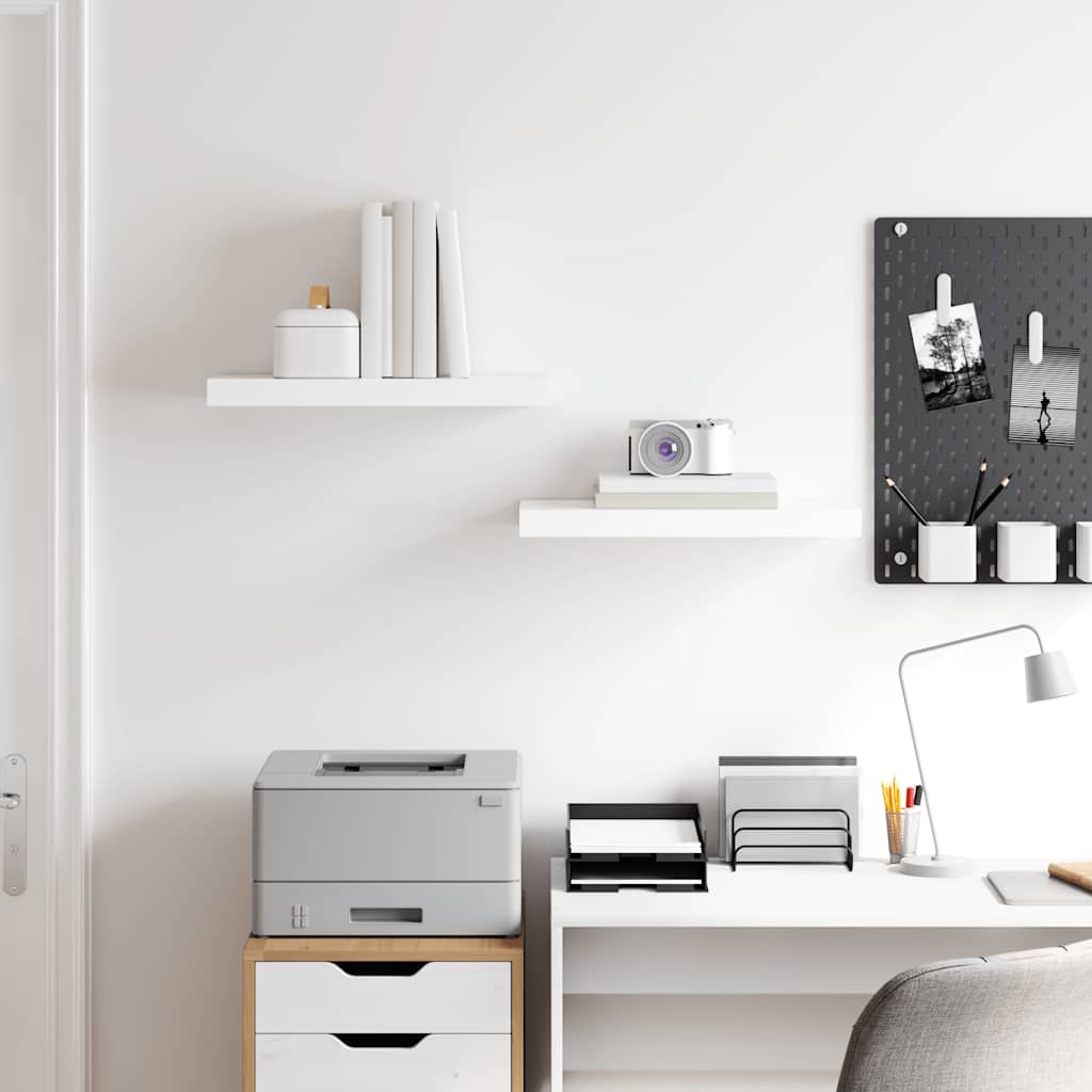Floating Wall Shelves Set of 2 High Gloss White | Simpledeals