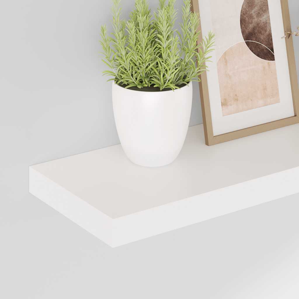Floating Wall Shelves Set of 2 High Gloss White | Simpledeals