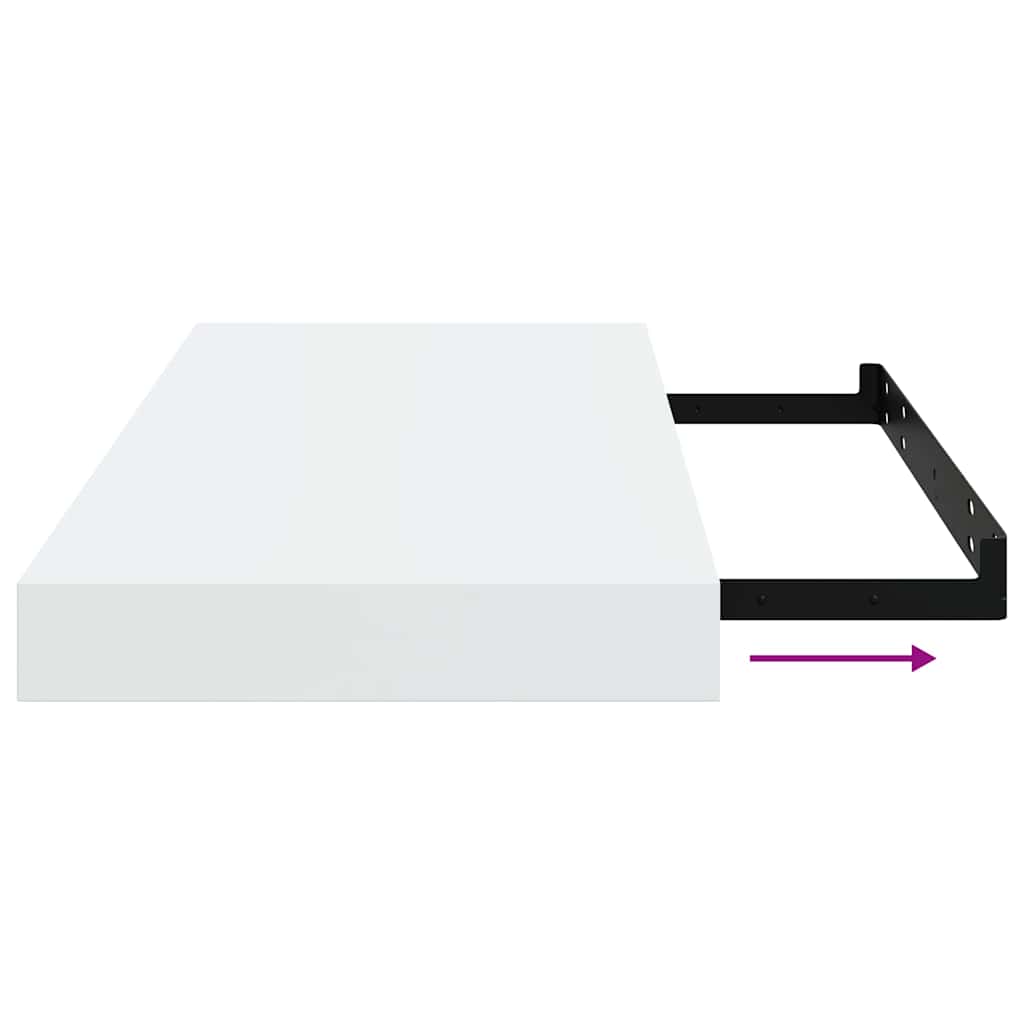 Floating Wall Shelves Set of 2 High Gloss White | Simpledeals