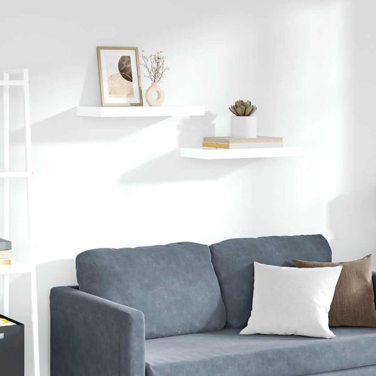 Floating Wall Shelves Set of 2 High Gloss White