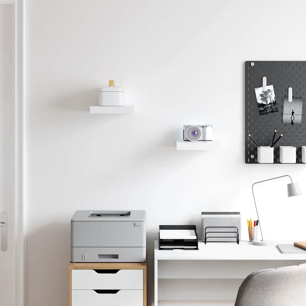 Floating Wall Shelves Set 2 White MDF | Simpledeals