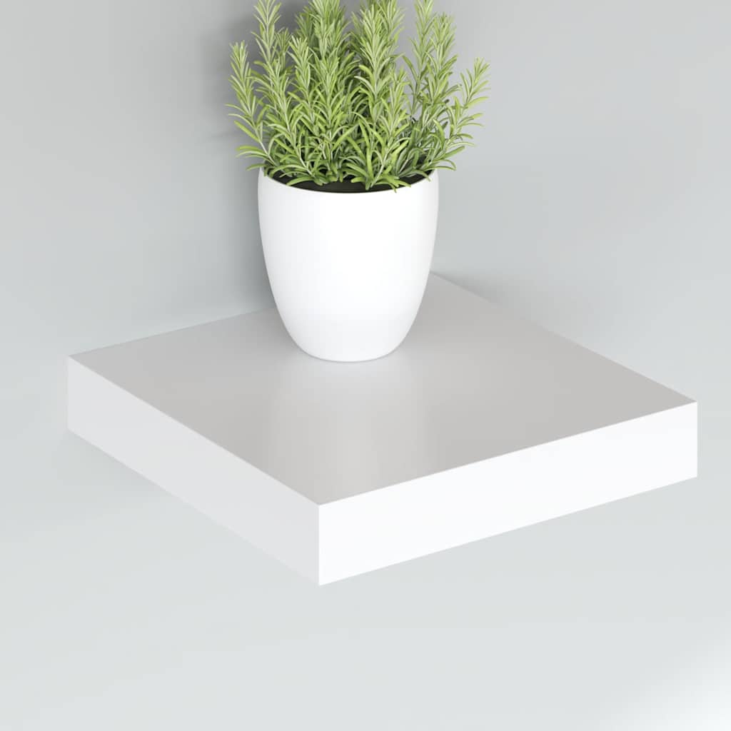 Floating Wall Shelves Set 2 White MDF | Simpledeals