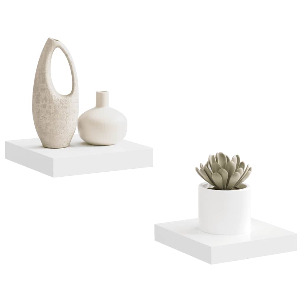 Floating Wall Shelves Set 2 White MDF | Simpledeals