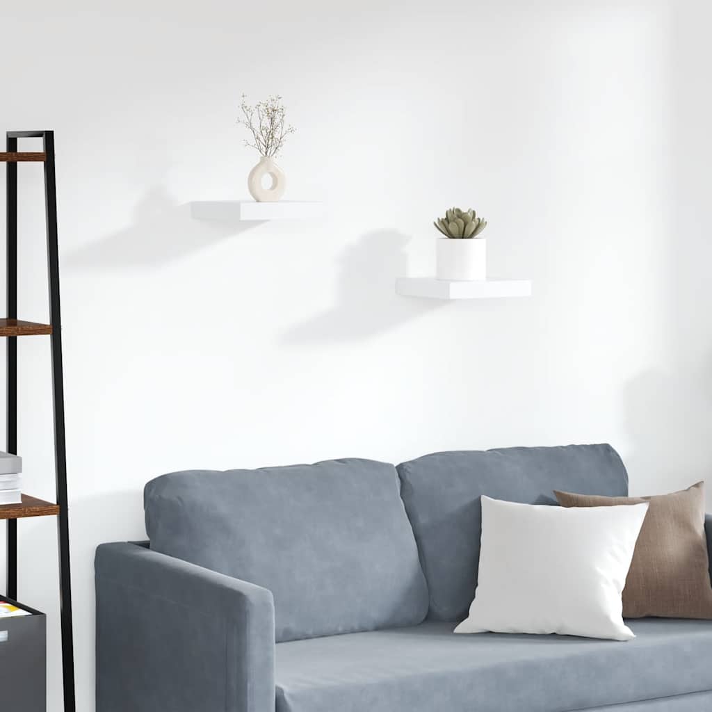 Floating Wall Shelves Set 2 White MDF | Simpledeals