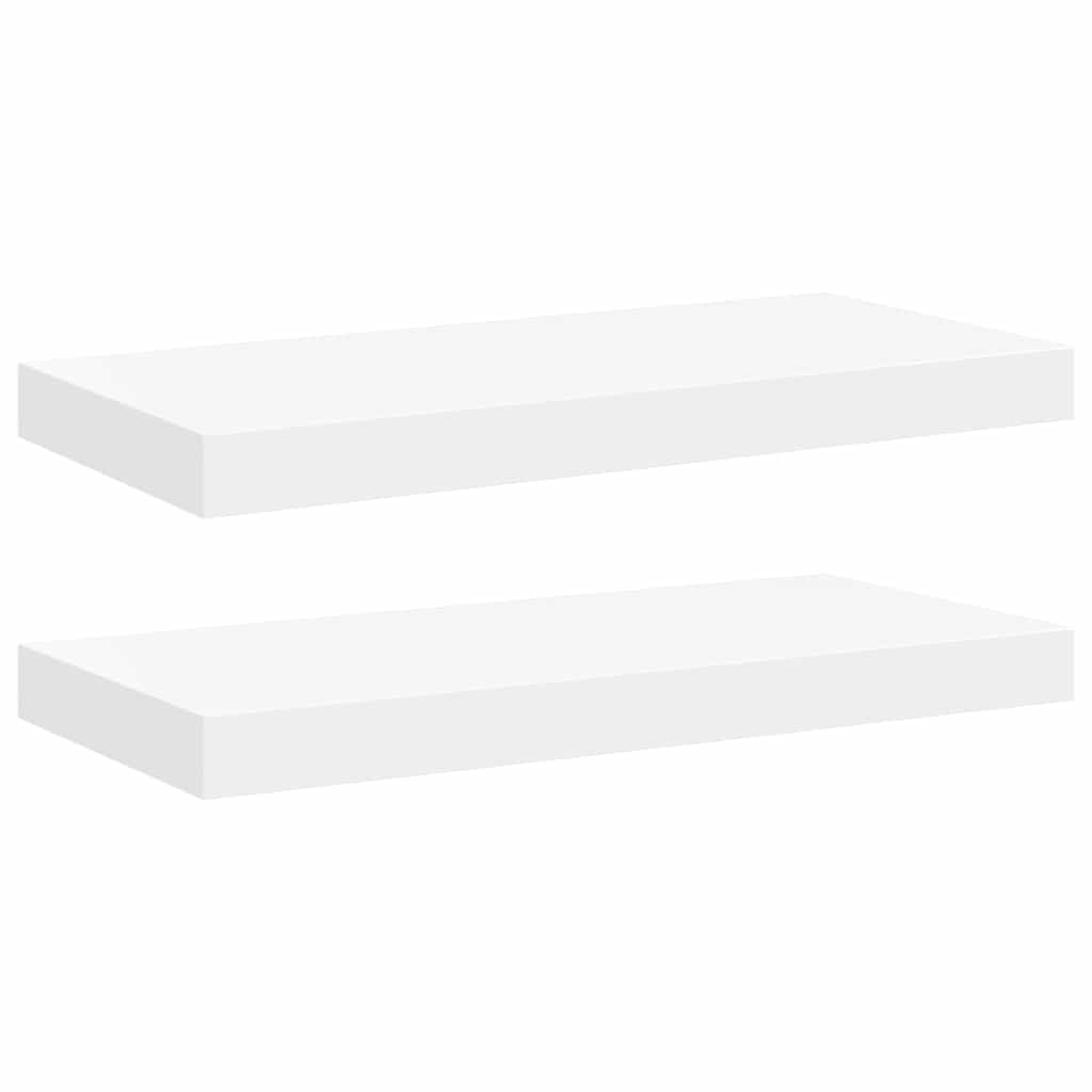 Floating Wall Shelves 2 Pack White MDF 50cm | Simpledeals