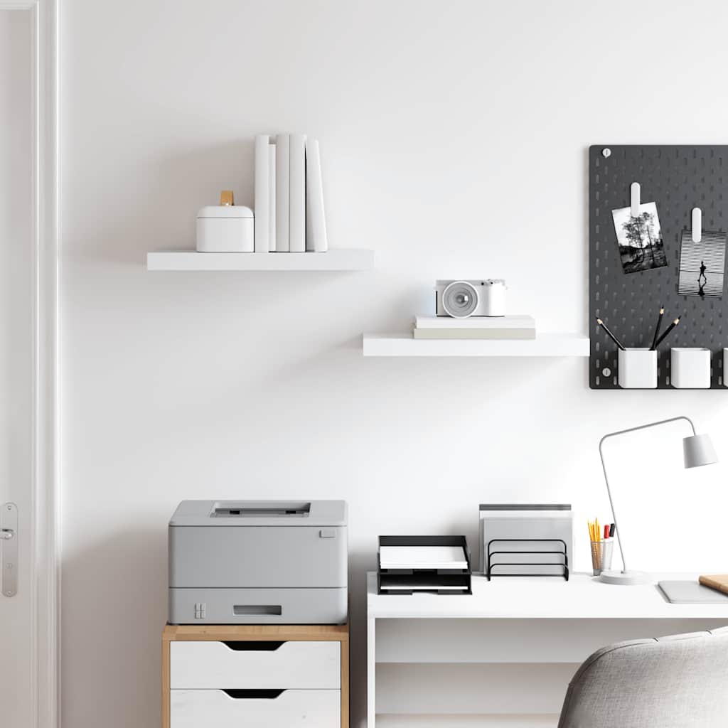 Floating Wall Shelves 2 Pack White MDF 50cm | Simpledeals