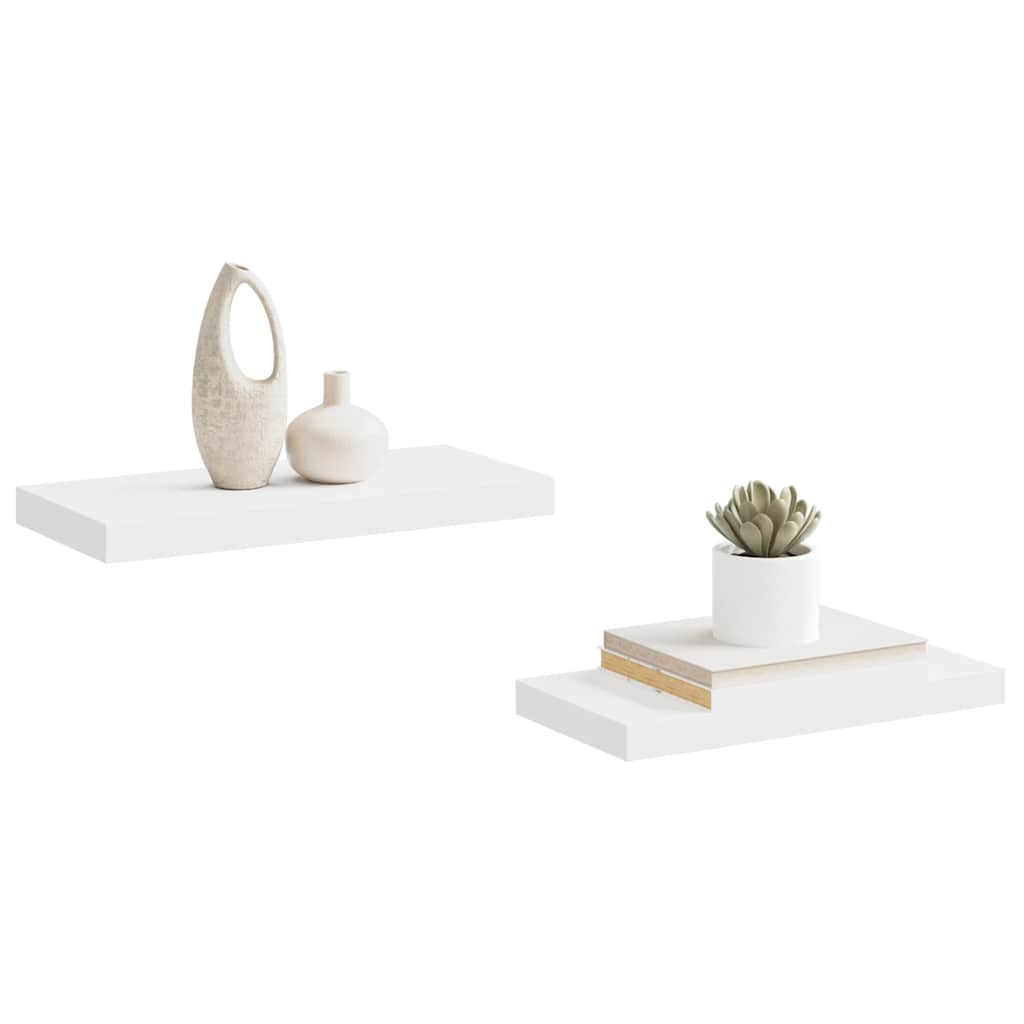 Floating Wall Shelves 2 Pack White MDF 50cm | Simpledeals