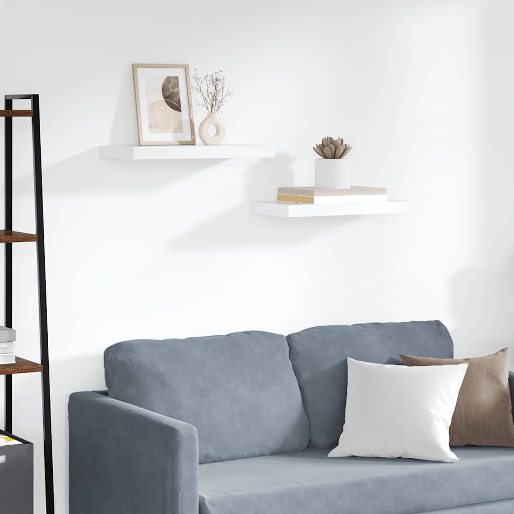 Floating Wall Shelves 2 Pack White MDF 50cm | Simpledeals