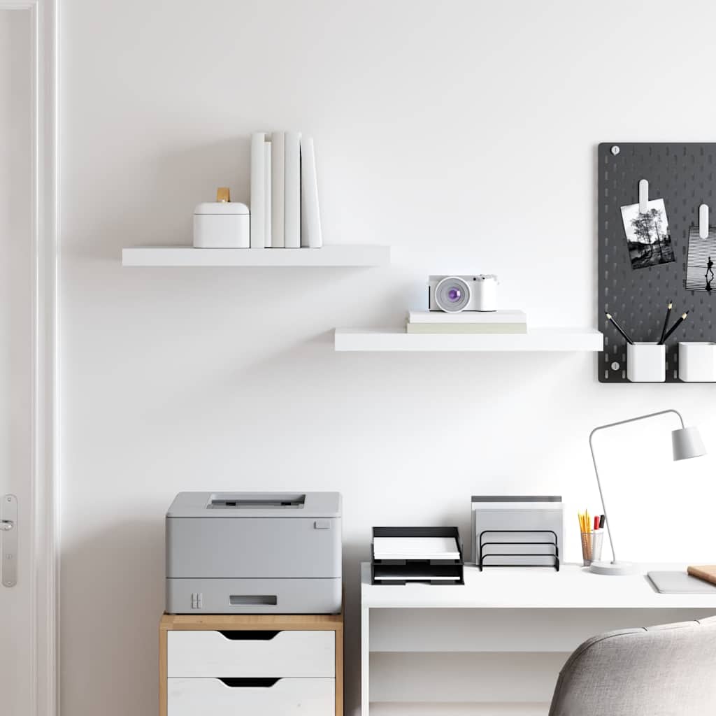 Floating Wall Shelves Set 2 White MDF | Simpledeals