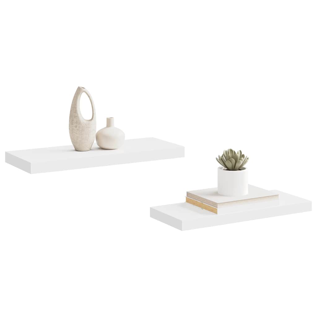 Floating Wall Shelves Set 2 White MDF | Simpledeals