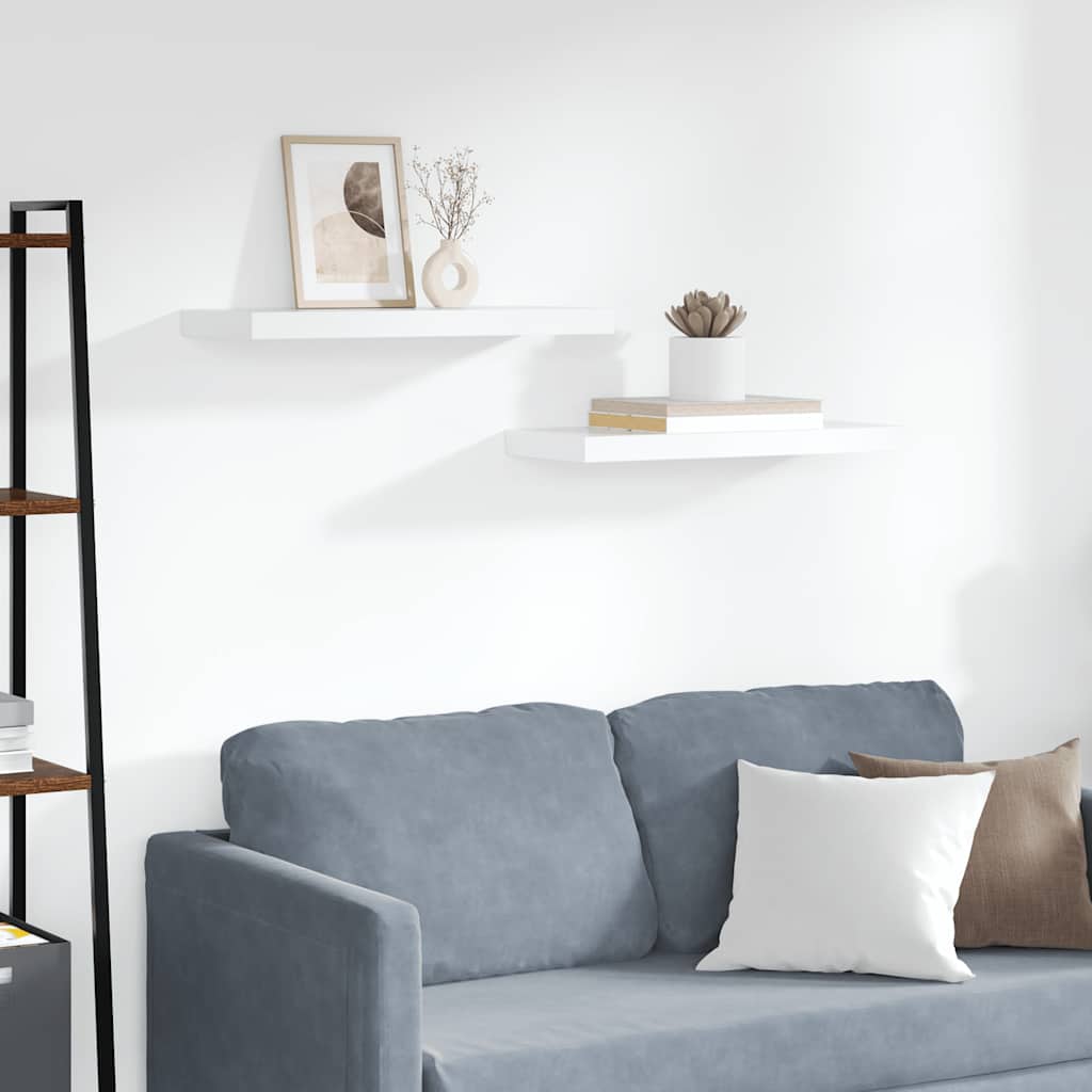Floating Wall Shelves Set 2 White MDF | Simpledeals
