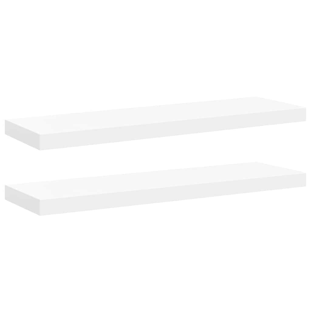 Floating Wall Shelves 80cm White MDF Set 2 | Simpledeals