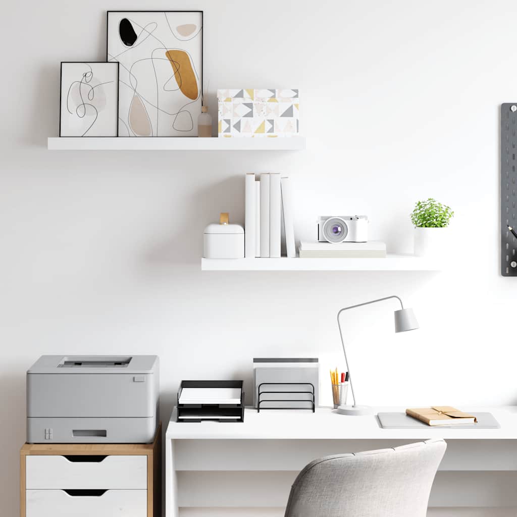 Floating Wall Shelves 80cm White MDF Set 2 | Simpledeals