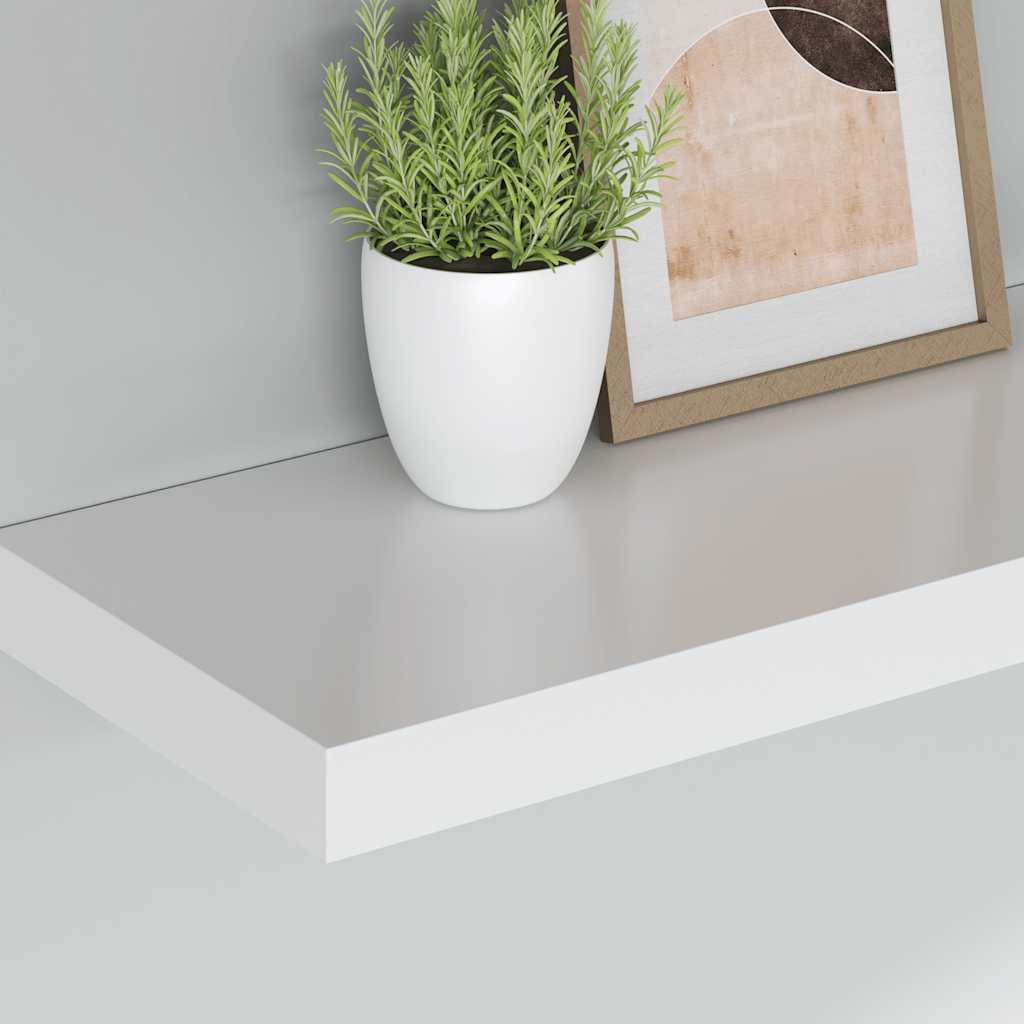 Floating Wall Shelves 80cm White MDF Set 2 | Simpledeals