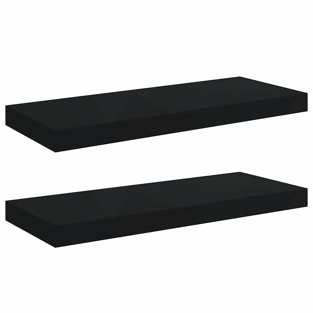 Floating Wall Shelves Set 2 Matte Black MDF | Simpledeals