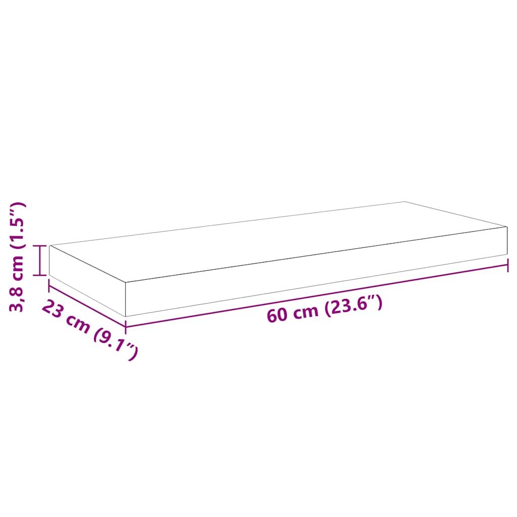 Floating Wall Shelves Set 2 Matte Black MDF | Simpledeals