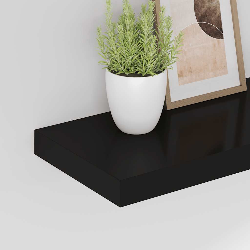 Floating Wall Shelves Set 2 Matte Black MDF | Simpledeals