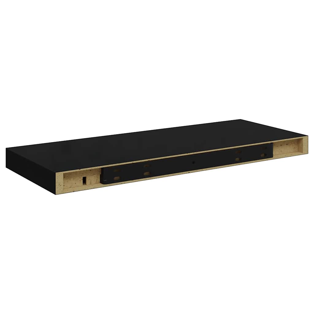 Floating Wall Shelves Set 2 Matte Black MDF | Simpledeals
