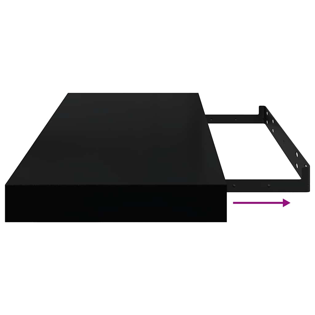 Floating Wall Shelves Set 2 Matte Black MDF | Simpledeals