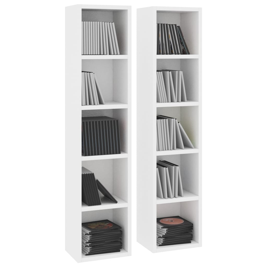 CD Cabinets 2 pcs White Engineered Wood