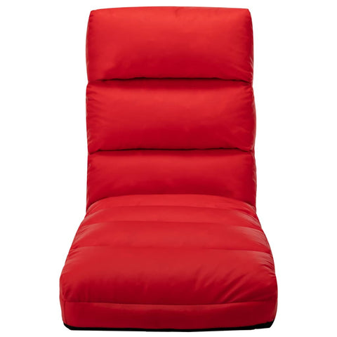 Folding Floor Chair Red Faux Leather