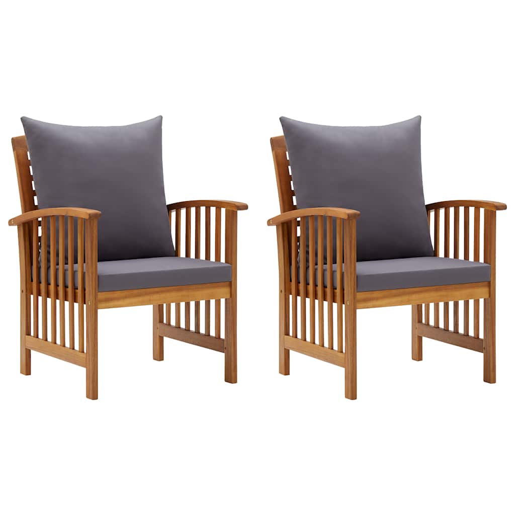 Acacia Wood Garden Chairs Cushions Set 2 | Simpledeals