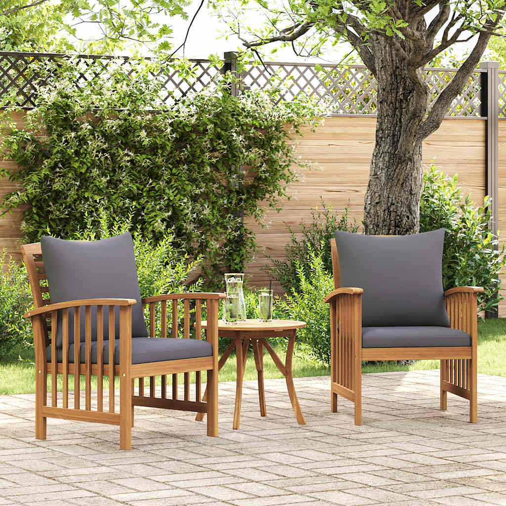 Acacia Wood Garden Chairs Cushions Set 2 | Simpledeals