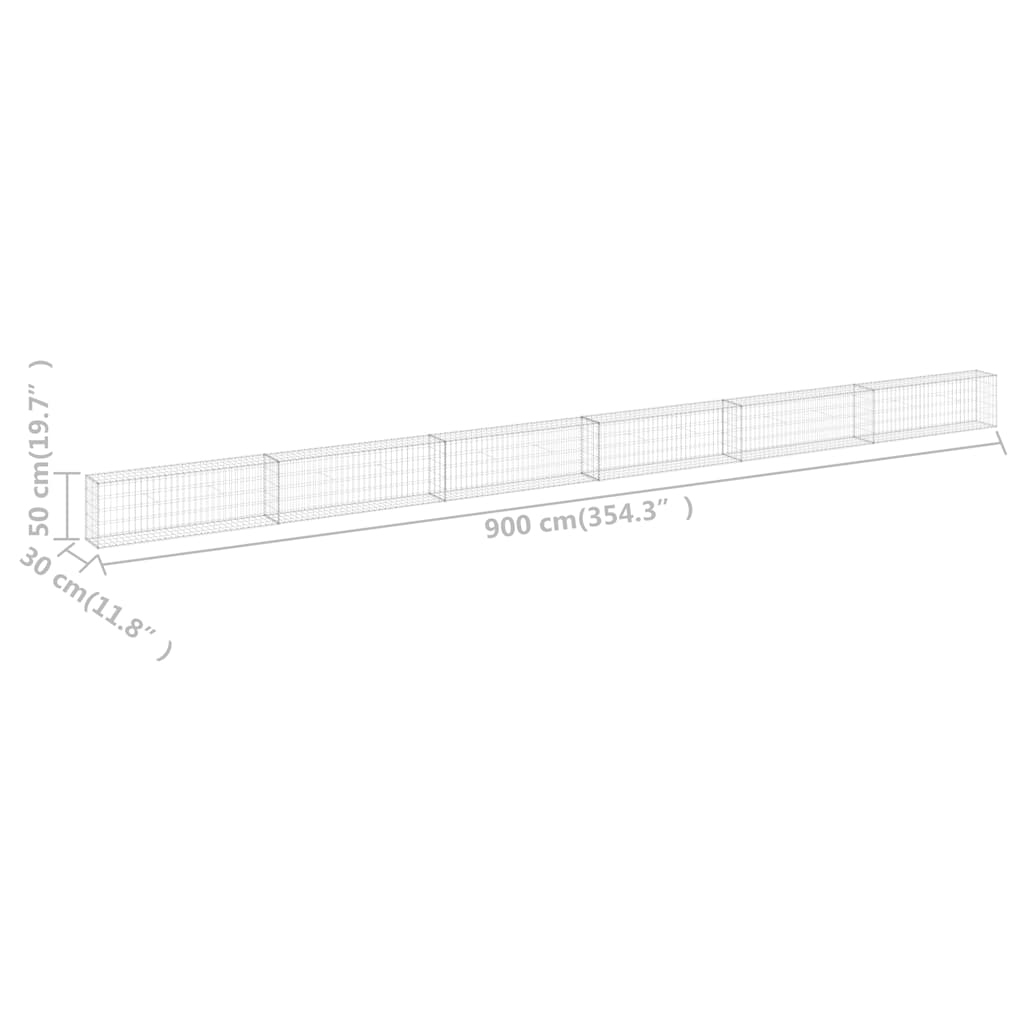 Galvanised Steel Gabion Wall 900x30x50cm | Simpledeals